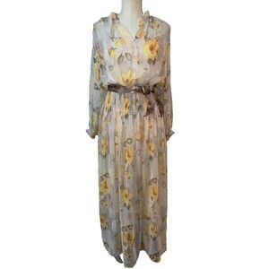 Dalani Women's Vintage Women's Chiffon Maxi Dress size 10 Smocked Waist Boho